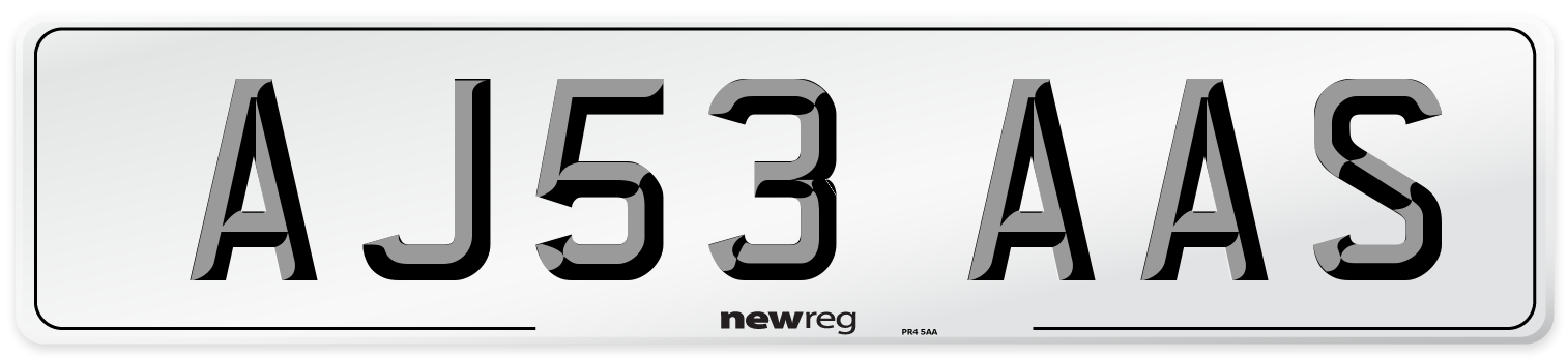 AJ53 AAS Number Plate from New Reg